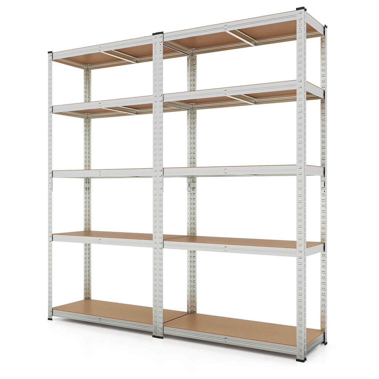 Costway 2 PCS 5 Tier Adjustable Garage Shelving Unit with 2000 lbs Max Load for Warehouse Black/Grey/Blue/Silver
